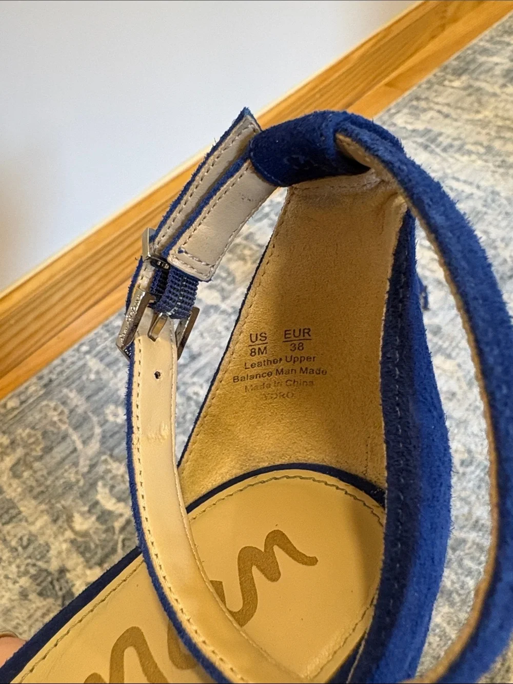 Sam Edelman Cobalt Suede Ankle-Strap Block Heels